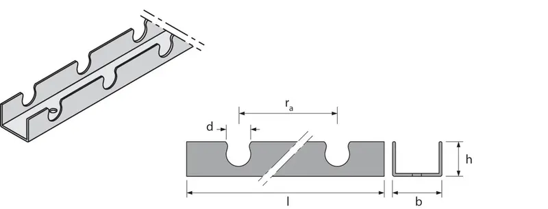 Fix 14mm c/c50mm 2,5m fiksavimo juosta U-profilio