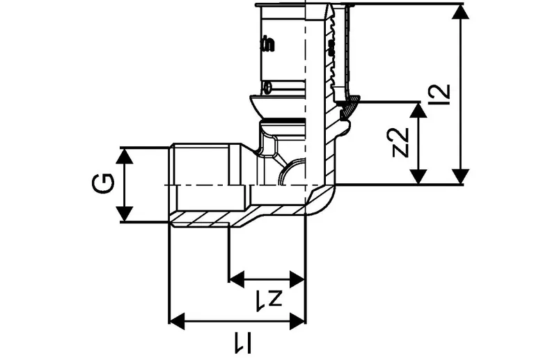 Uponor S-Press PLUS alkūnė su laisva veržle variniam vamzdžiui 16-G3/8"MT/10CU
