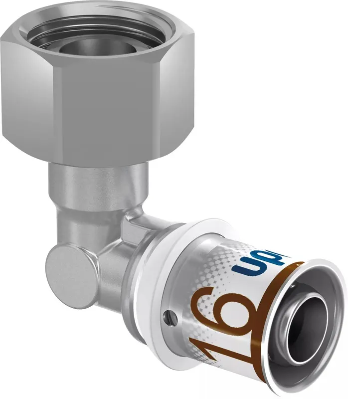 Uponor S-Press PLUS alkūnė su laisva veržle Geberit potinkinei sistemai 16-1/2"FT