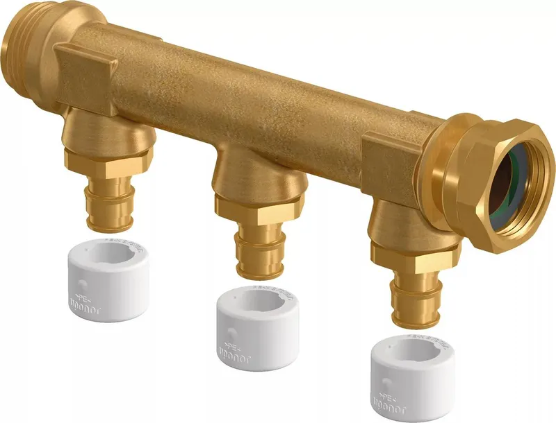 Uponor Q&E NKB DR kolektorius 2 šakų su laisva veržle 2 X 15 C/C 50 G 3/4
